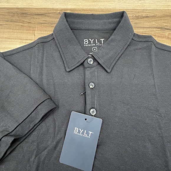 BYLT Basics Other - BYLT Premium Basics Mens Comfort Wool Short Sleeve Polo Black Medium NEW